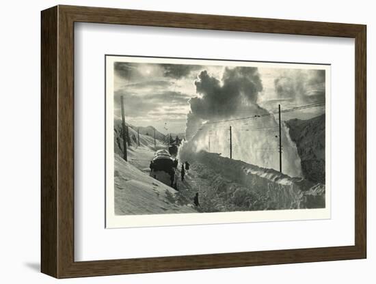 Postcard, Historical, Berninabahn, Winter, Snow Blower, B/W-Starfoto-Framed Photographic Print