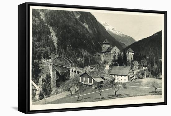 Postcard, Historical, Castle Mountain Wies, TrisannabrŸcke, Arlbergbahn, Paznauntal, Tyrol, Austria-Starfoto-Framed Stretched Canvas