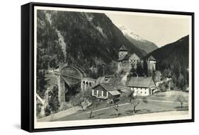 Postcard, Historical, Castle Mountain Wies, TrisannabrŸcke, Arlbergbahn, Paznauntal, Tyrol, Austria-Starfoto-Framed Stretched Canvas