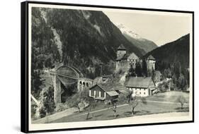 Postcard, Historical, Castle Mountain Wies, TrisannabrŸcke, Arlbergbahn, Paznauntal, Tyrol, Austria-Starfoto-Framed Stretched Canvas