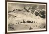 Postcard, Historical, Lindauer HŸtte with Three Towers, Drusenfluh, Vorarlberg, Austria, B/W-Starfoto-Framed Photographic Print