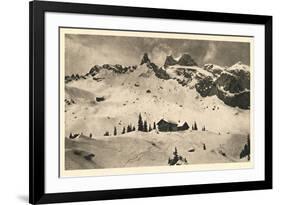 Postcard, Historical, Lindauer HŸtte with Three Towers, Drusenfluh, Vorarlberg, Austria, B/W-Starfoto-Framed Photographic Print