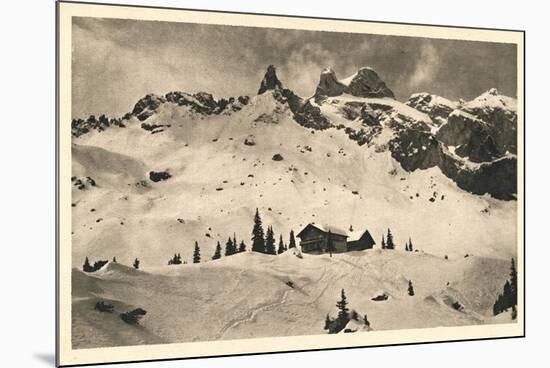 Postcard, Historical, Lindauer HŸtte with Three Towers, Drusenfluh, Vorarlberg, Austria, B/W-Starfoto-Mounted Photographic Print