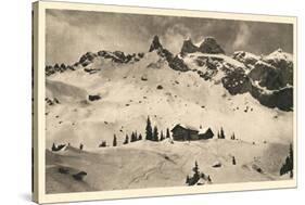 Postcard, Historical, Lindauer HŸtte with Three Towers, Drusenfluh, Vorarlberg, Austria, B/W-Starfoto-Stretched Canvas