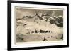 Postcard, Historical, Lindauer HŸtte with Three Towers, Drusenfluh, Vorarlberg, Austria, B/W-Starfoto-Framed Premium Photographic Print