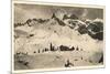 Postcard, Historical, Lindauer HŸtte with Three Towers, Drusenfluh, Vorarlberg, Austria, B/W-Starfoto-Mounted Premium Photographic Print