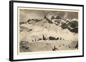 Postcard, Historical, Lindauer HŸtte with Three Towers, Drusenfluh, Vorarlberg, Austria, B/W-Starfoto-Framed Photographic Print