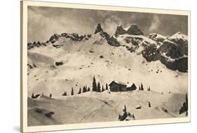 Postcard, Historical, Lindauer HŸtte with Three Towers, Drusenfluh, Vorarlberg, Austria, B/W-Starfoto-Stretched Canvas