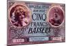 Postcard in the Form of a Voucher for Five Kisses/Francs from the 'Bank of Love', 1914-18-null-Mounted Giclee Print