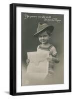 Postcard of a German Boy, Reading Newspaper, 1913-German photographer-Framed Giclee Print