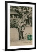 Postcard of a Man Carrying a Donkey, Sent in 1913-French Photographer-Framed Giclee Print