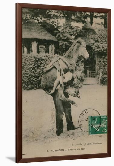 Postcard of a Man Carrying a Donkey, Sent in 1913-French Photographer-Framed Giclee Print