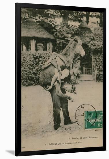 Postcard of a Man Carrying a Donkey, Sent in 1913-French Photographer-Framed Giclee Print