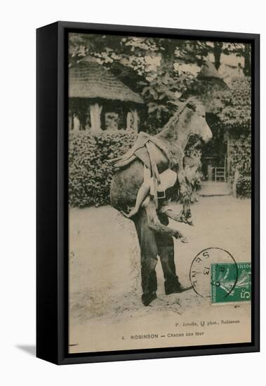 Postcard of a Man Carrying a Donkey, Sent in 1913-French Photographer-Framed Stretched Canvas