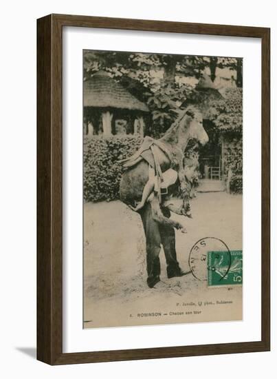 Postcard of a Man Carrying a Donkey, Sent in 1913-French Photographer-Framed Giclee Print