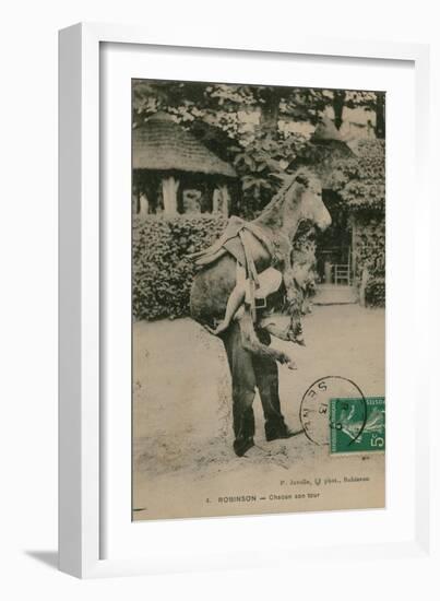 Postcard of a Man Carrying a Donkey, Sent in 1913-French Photographer-Framed Giclee Print