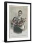 Postcard of a Man Holding a Bouquet of Flowers, Sent in 1913-French Photographer-Framed Giclee Print