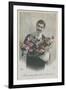 Postcard of a Man Holding a Bouquet of Flowers, Sent in 1913-French Photographer-Framed Giclee Print