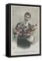 Postcard of a Man Holding a Bouquet of Flowers, Sent in 1913-French Photographer-Framed Stretched Canvas