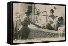 Postcard of a Woman Receiving a Shower and Massage at the Thermal Baths in Vichy, Sent in 1913-French Photographer-Framed Stretched Canvas