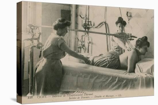 Postcard of a Woman Receiving a Shower and Massage at the Thermal Baths in Vichy, Sent in 1913-French Photographer-Stretched Canvas