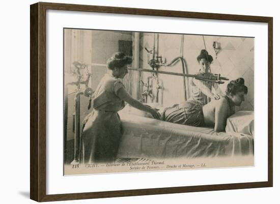 Postcard of a Woman Receiving a Shower and Massage at the Thermal Baths in Vichy, Sent in 1913-French Photographer-Framed Giclee Print