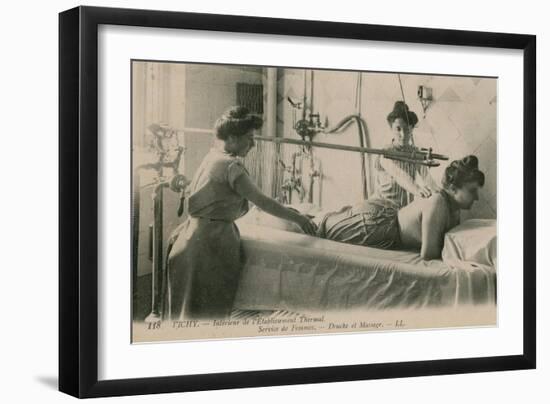 Postcard of a Woman Receiving a Shower and Massage at the Thermal Baths in Vichy, Sent in 1913-French Photographer-Framed Giclee Print