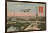 Postcard of an Aeroplane Circling around the Eiffel Tower, Sent in 1913-French Photographer-Framed Giclee Print