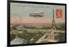 Postcard of an Aeroplane Circling around the Eiffel Tower, Sent in 1913-French Photographer-Framed Giclee Print