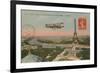Postcard of an Aeroplane Circling around the Eiffel Tower, Sent in 1913-French Photographer-Framed Giclee Print