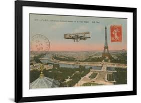 Postcard of an Aeroplane Circling around the Eiffel Tower, Sent in 1913-French Photographer-Framed Giclee Print