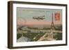 Postcard of an Aeroplane Circling around the Eiffel Tower, Sent in 1913-French Photographer-Framed Premium Giclee Print