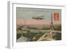 Postcard of an Aeroplane Circling around the Eiffel Tower, Sent in 1913-French Photographer-Framed Premium Giclee Print