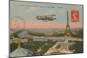 Postcard of an Aeroplane Circling around the Eiffel Tower, Sent in 1913-French Photographer-Mounted Giclee Print