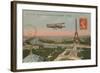 Postcard of an Aeroplane Circling around the Eiffel Tower, Sent in 1913-French Photographer-Framed Giclee Print