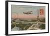 Postcard of an Aeroplane Circling around the Eiffel Tower, Sent in 1913-French Photographer-Framed Giclee Print