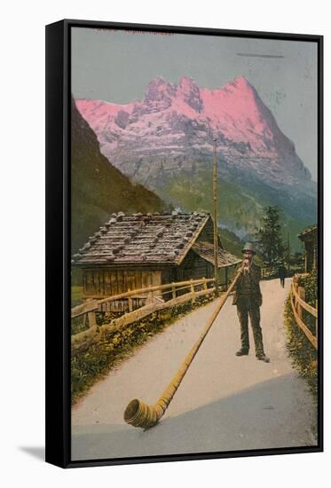 Postcard of an Alphorn Blower, Sent in 1913-Swiss photographer-Framed Stretched Canvas