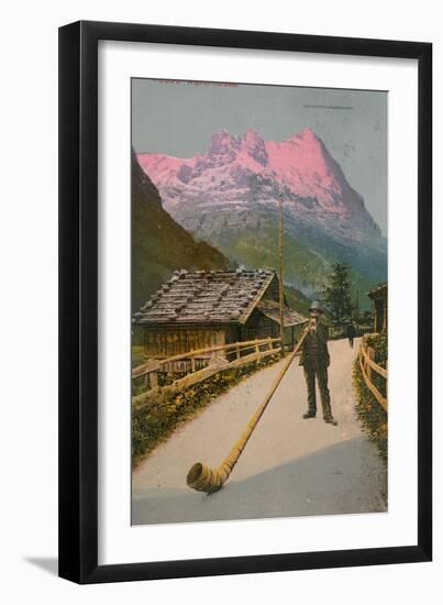 Postcard of an Alphorn Blower, Sent in 1913-Swiss photographer-Framed Giclee Print