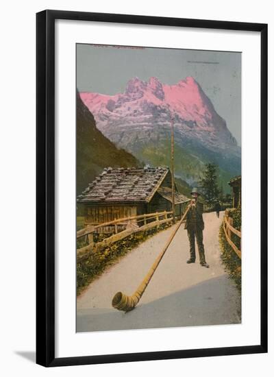 Postcard of an Alphorn Blower, Sent in 1913-Swiss photographer-Framed Giclee Print