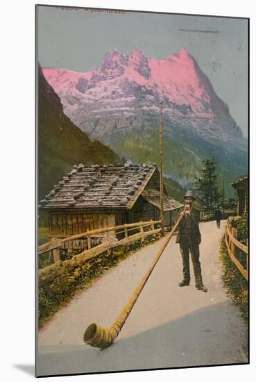 Postcard of an Alphorn Blower, Sent in 1913-Swiss photographer-Mounted Giclee Print