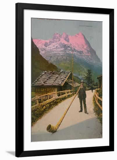 Postcard of an Alphorn Blower, Sent in 1913-Swiss photographer-Framed Giclee Print