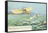 Postcard of Bleriot XI Monoplane First Flight-null-Framed Stretched Canvas