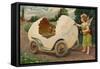 Postcard of Cherub Painting Easter Vehicle-Mark Rykoff-Framed Stretched Canvas