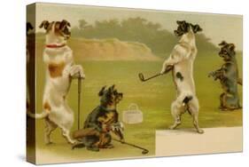Postcard of Dogs Golfing-null-Stretched Canvas