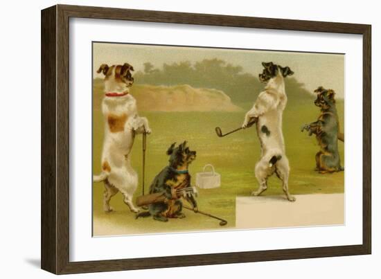 Postcard of Dogs Golfing-null-Framed Giclee Print