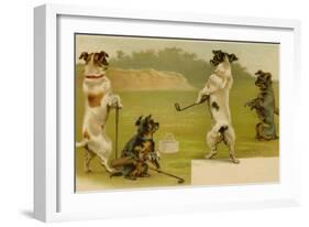 Postcard of Dogs Golfing-null-Framed Giclee Print