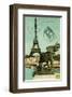 Postcard of Eiffel Tower and Elephant Statue at Palais du Trocadero, 1914-null-Framed Art Print