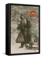 Postcard of Father Christmas, Sent on 24th December 1913-French Photographer-Framed Stretched Canvas