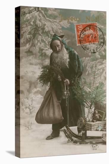 Postcard of Father Christmas, Sent on 24th December 1913-French Photographer-Stretched Canvas