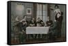 Postcard of Germans Drinking Beer and Having Fun with the Waitress, Sent in 1913-German photographer-Framed Stretched Canvas